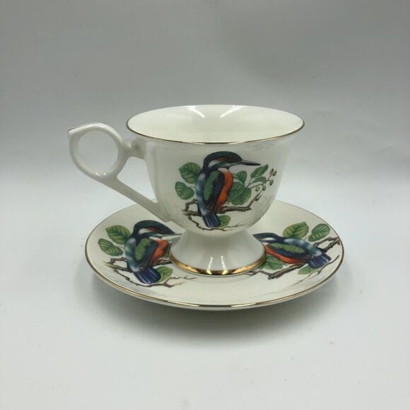 Vintage Gracie Bone China by Coastline Imports Hummingbird Teacup Saucer Set - Picture 3 of 14